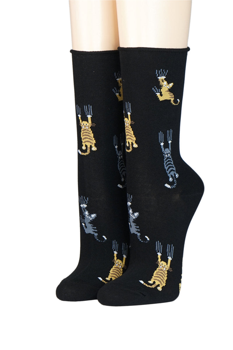 CRÖNERT Damensocken mit Rollrand Cats 18935
