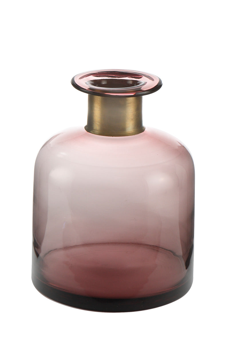 Goebel Vase bordeaux Glas mit Messingmontur 23121031