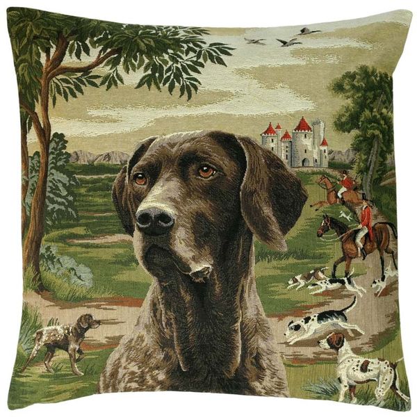 Belgian Tapestries Zierkissenhülle 45 X 45 cm Forest Dog 2 Gobelin