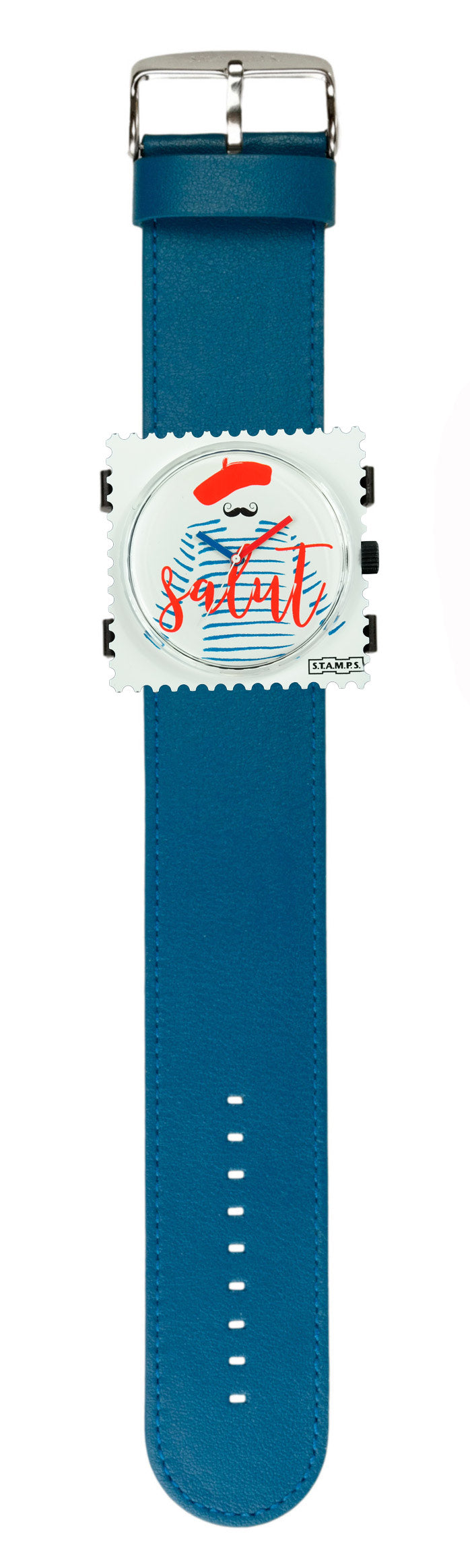 S.T.A.M.P.S. Uhr komplett - Zifferblatt Salut mit Lederarmband Classic Blue