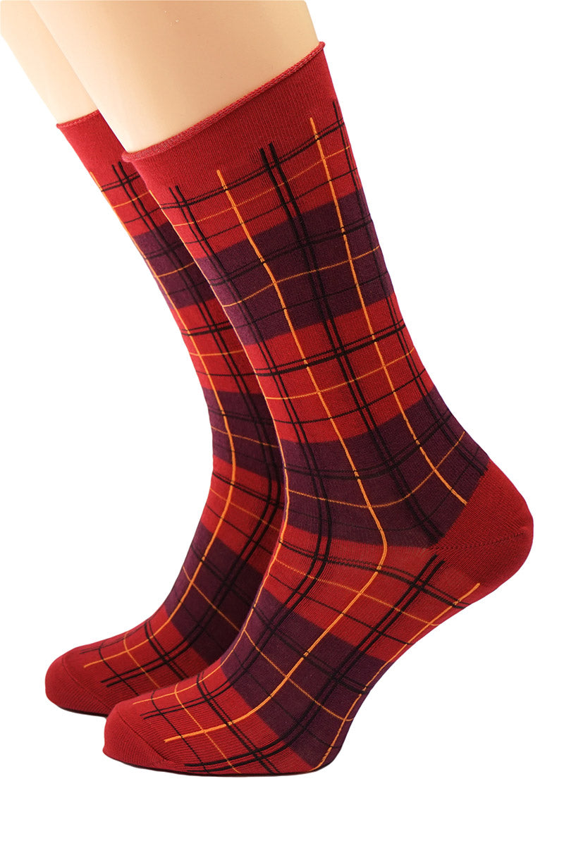 Crönert Socken Kariert Rot 27601
