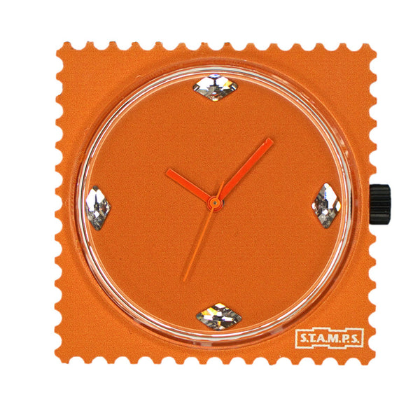 Stamps Uhr einfarbig orange mit Steinchen