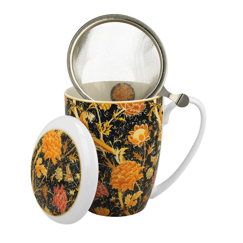 Teetasse mit Sieb und Deckel William Morris CRAY FLORAL