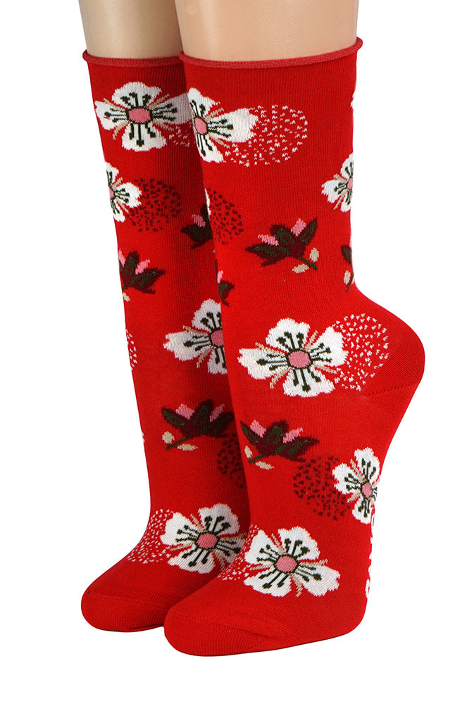 Crönert Socken Rot Blüten 