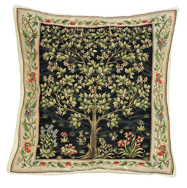 Belgian Tapestries Zierkissenhülle 45 X 45 cm  W. Morris Tree of Life schwarz Belgian Tapestries 