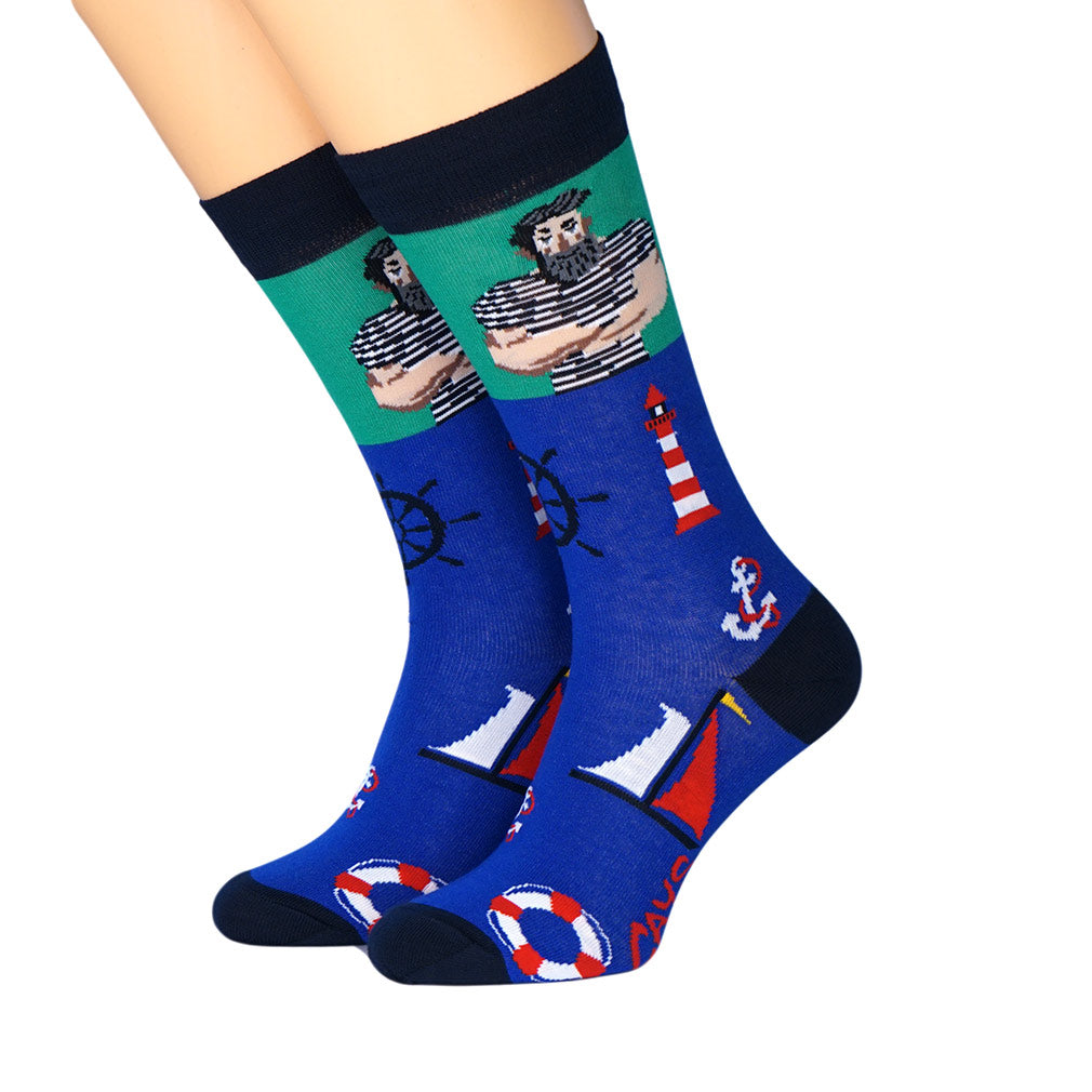 Herrensocken blau mit Seemann