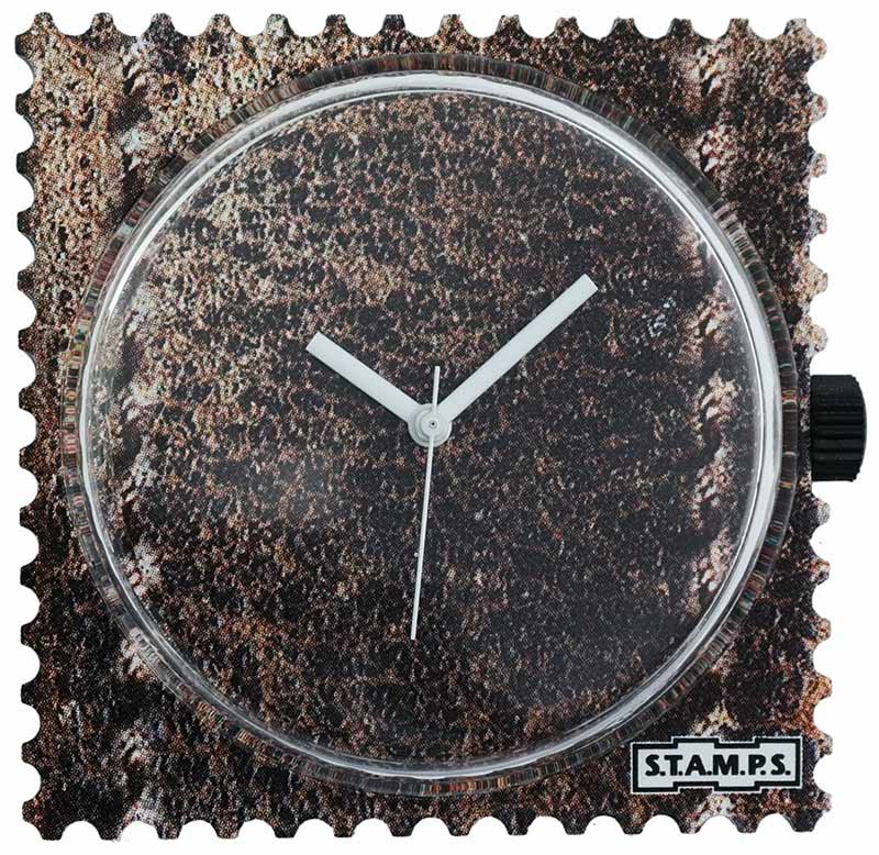 Stamps Zifferblatt Motiv braunes Leder