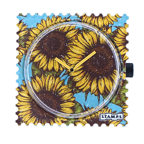 Stamps Uhr Zifferblatt Sonnenblumen