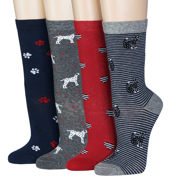 Geschenkbox mit 4 Paar Socken mit Katzen und Hunden