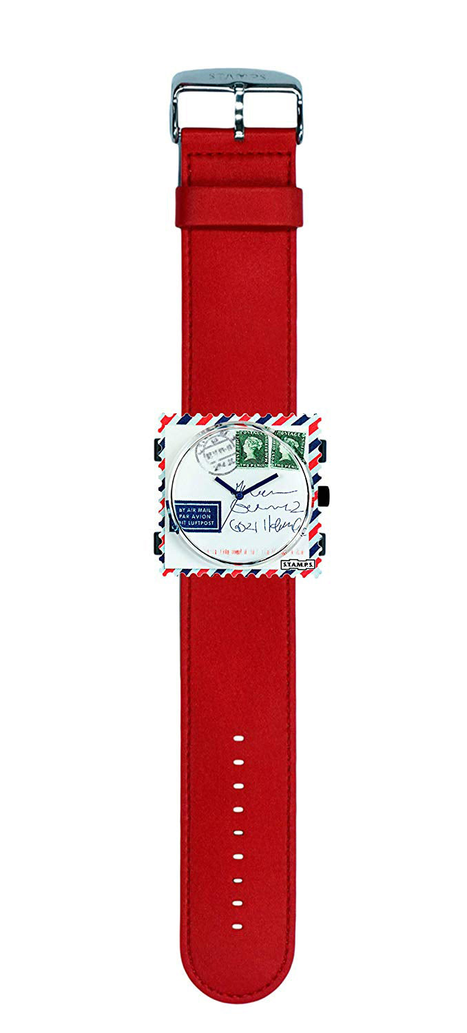 S.T.A.M.P.S. Uhr komplett - Zifferblatt Airmail for You mit Armband Classic Red S.T.A.M.P.S. Komplett