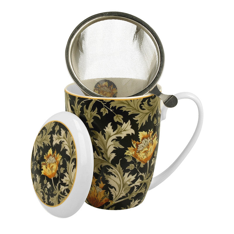 Teetasse mit Sieb und Deckel William Morris CHRYSANTHEMUM