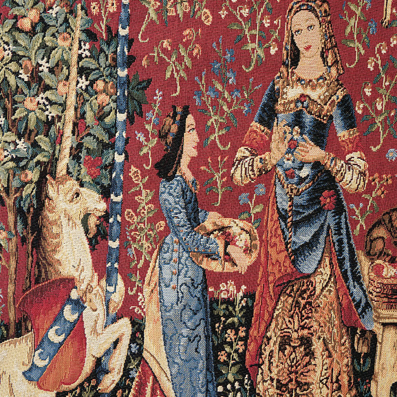 Belgian Tapestries Kissenhülle 45 X 45 cm, Unicorn - the Smell, Gobelinkissen Belgian Tapestries 