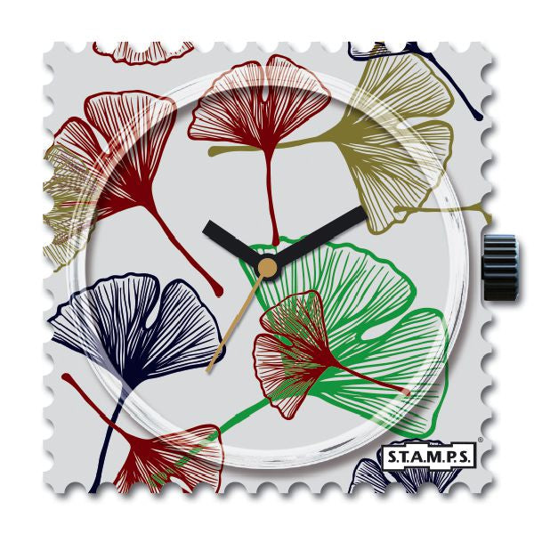 Stamps Uhr mit bunten Blättern Ginkgo