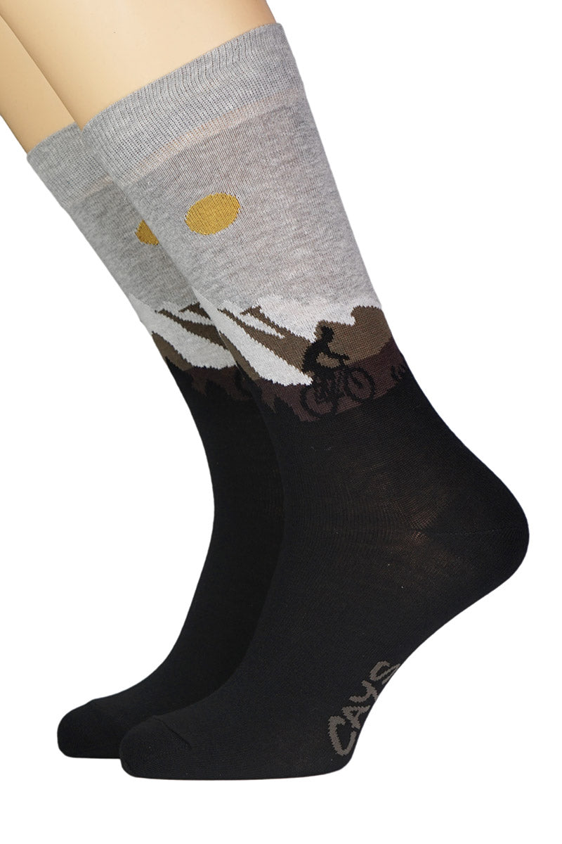 Herrensocken mit Fahrradfahrer schwarz