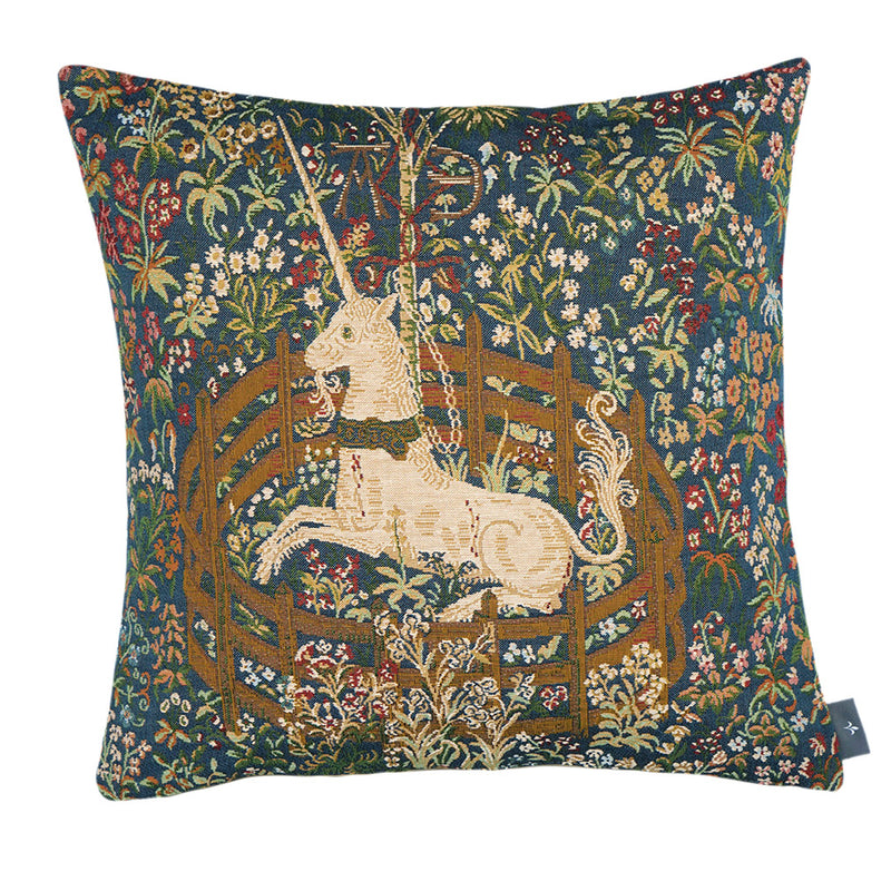 Kissenhülle Gobelin Das Einhorn im Gatter