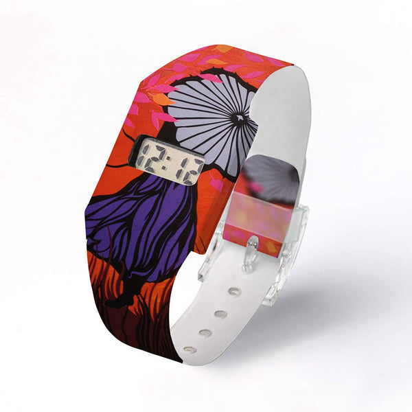 Pappwatch digitale Armbanduhr aus Tyvek® - Herbstfrau
