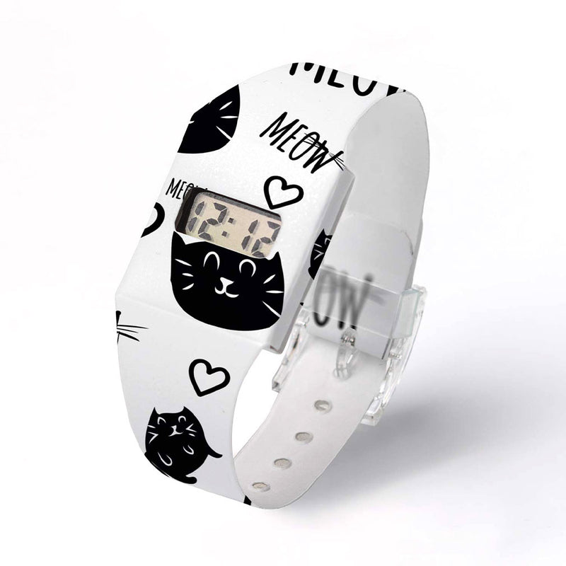 Pappwatch digitale Armbanduhr aus Tyvek® - Meow