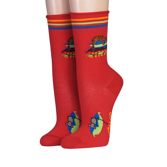 rote Socke von Crönert Motiv schlafende Katze