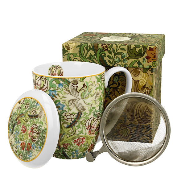 Teetasse mit Sieb und Deckel William Morris GOLDEN LILLY
