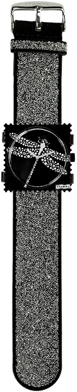 STAMPS Uhr Zifferblatt Libelle aus Glitzersteinchen, Armband Diamond