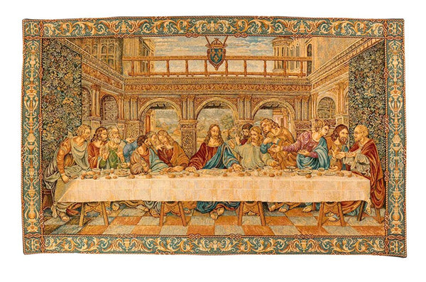 Belgian Tapestries, gewebter Wandbehang Gobelin Das letzte Abendmahl nach Leonardo da Vinci, 110 x 65cm Belgian Tapestries 