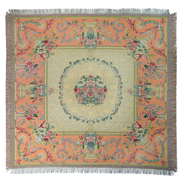 Belgian Tapestries Tischdecke Gobelin Savonnerie lachs 140 x 140 cm