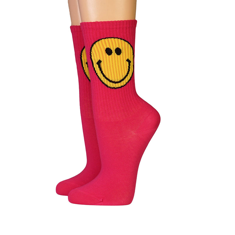 pinke Socken mit Smiley