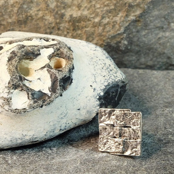 Roberto Leonardi Ring Silber qquadrat steine