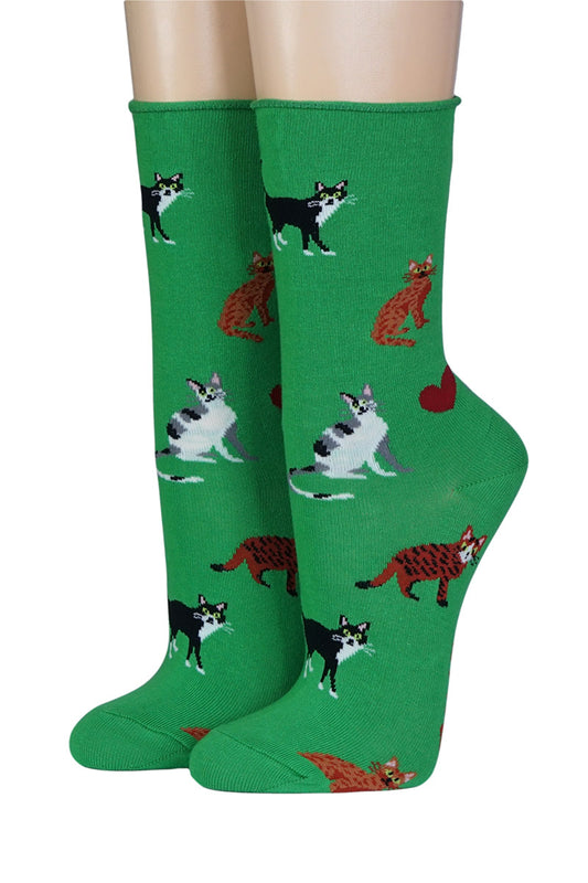 Crönert Damensocken getigerte  Kätzchen grün