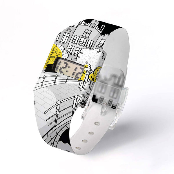 Pappwatch digitale Armbanduhr aus Tyvek® - Midnight on a Bridge