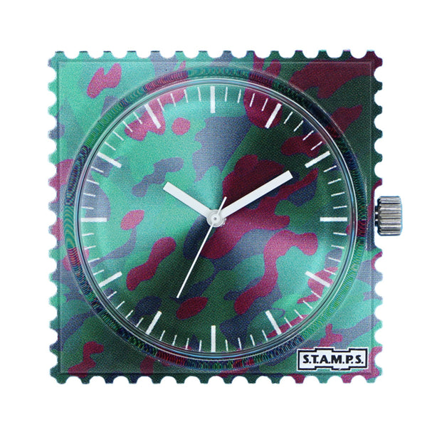STAMPS Uhr Zifferblatt Camouflage grün violett