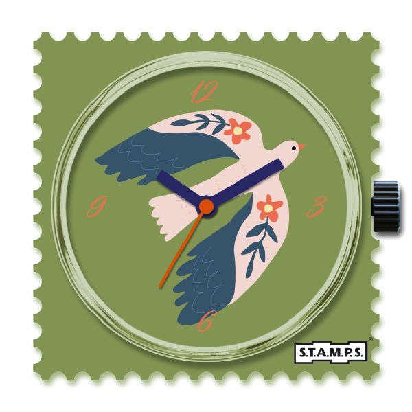 Stamps Uhr fliegender Vogel  Free