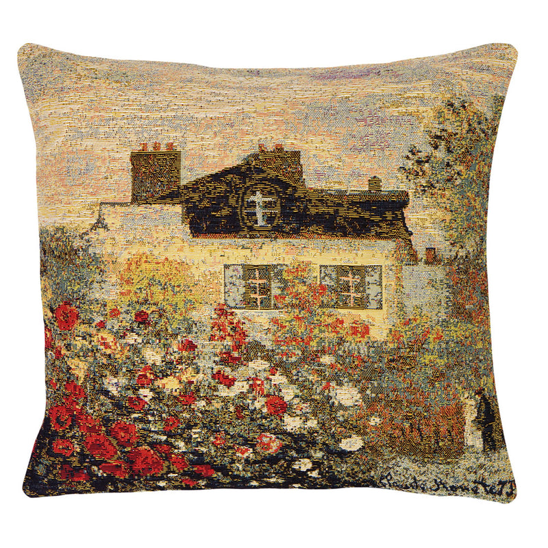 Gobelinkissen nach Claude Monet das Haus des Künstlers  inmitten eines blühenden Garten