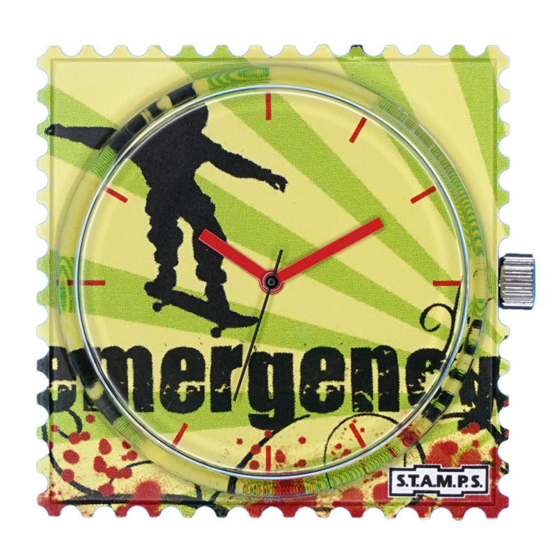 Stamps Uhr Emergency, Skateboardfahrer auf gelb