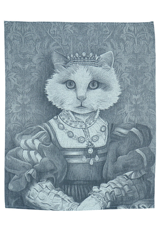Geschirrhandtuch Katze mit Krone Grau 50 x 65 cm