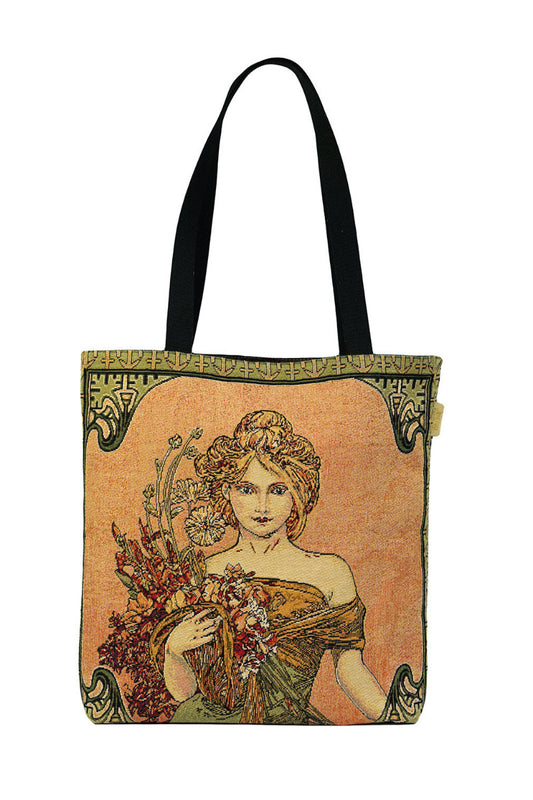 Gobelin Shopping Bag 45 x 40 cm Frühling und Sommer nach Alphonse Mucha Belgian Tapestries