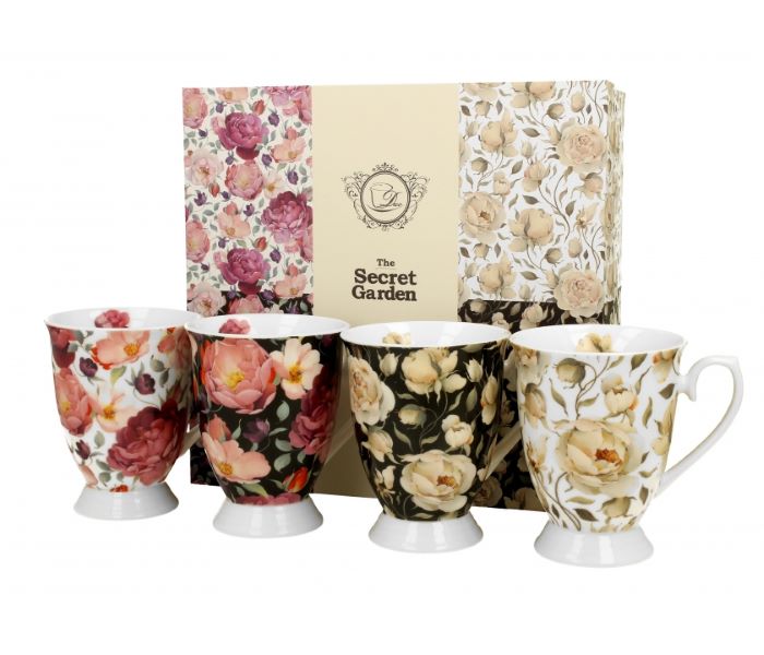 4 Henkelbecher Royal Flower Mix DUO Porzellan