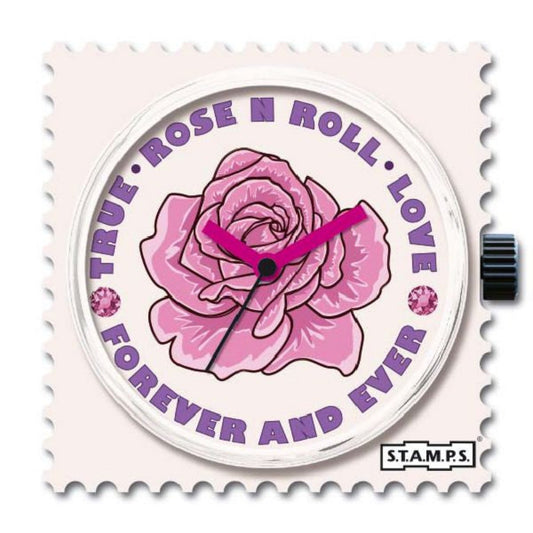 STAMPS Uhr mit Rosenblüte und 2 Schmucksteinen