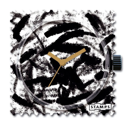 STAMPS Uhr schwarze Pinselstriche