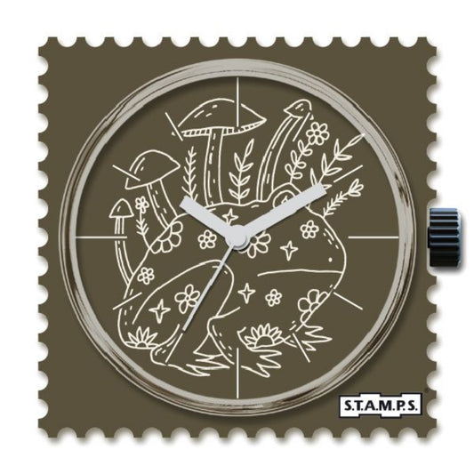 STAMPS Uhr mit dickem Frosch und Pilzen