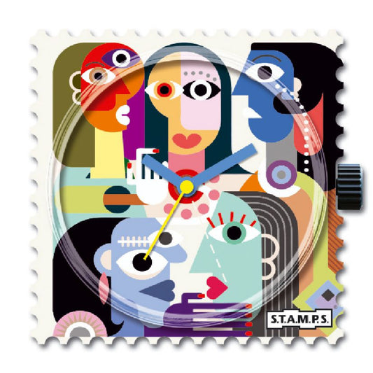STAMPS Uhr bunte Gesichter abstrakt