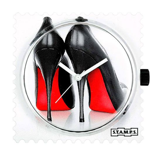STAMPS Zifferblatt mit schwarzen Stilettos und roter Sohle