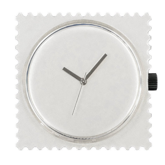 STAMPS einfarbige silberne Uhr im Briefmarkendesign