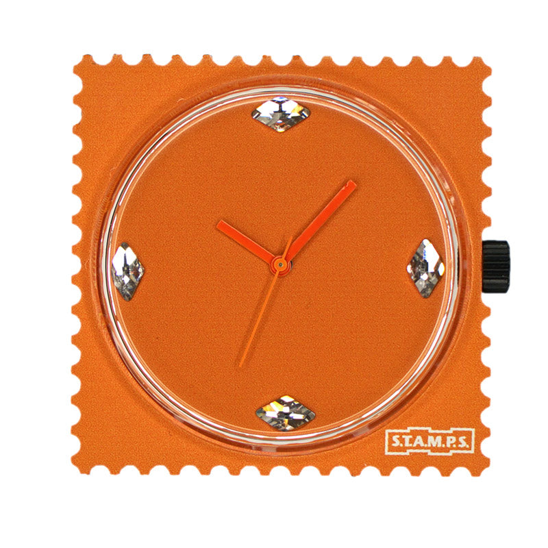STAMPS Uhr einfarbig orange mit Steinchen