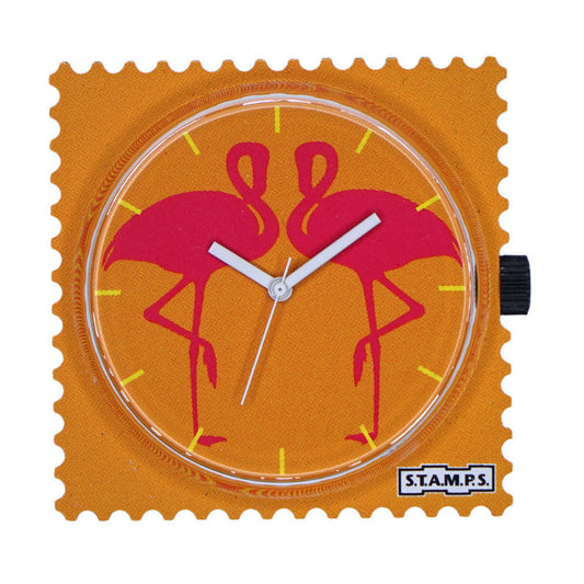 STAMPS Uhr Motiv 2 Flamingos auf orange