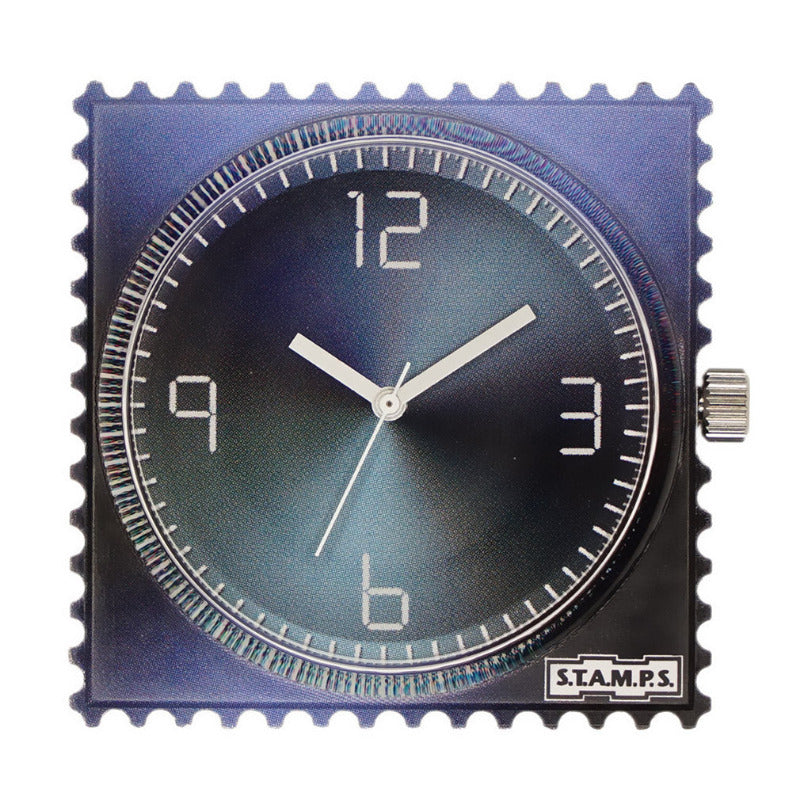 STAMPS blaue wasserdichte Uhr weiße Ziffern weiße Zeiger 