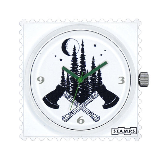 STAMPS Uhr Motiv Baum und Axt im Wald