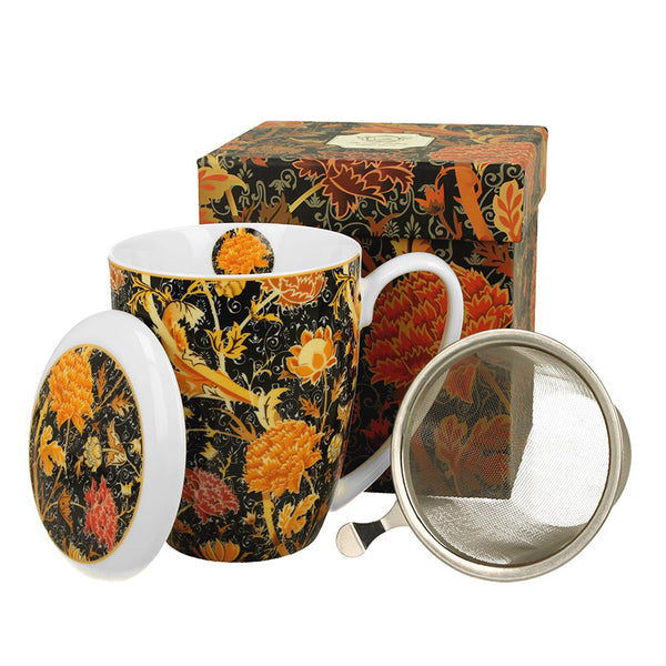 Teetasse mit Sieb und Deckel William Morris CRAY FLORAL