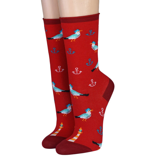 CRÖNERT Damensocken mit Rollrand Seagulls with pirate head scarf 18340