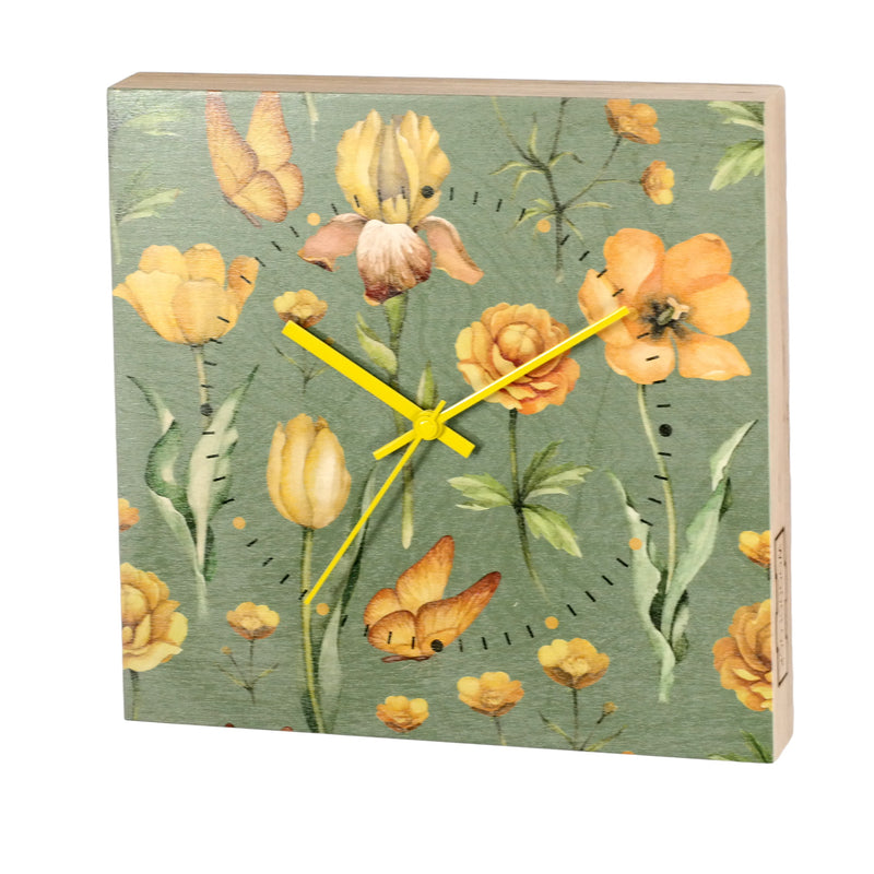 S.T.A.M.P.S. WOODCLOCK ® Made by Stamps - Wanduhr Flowers